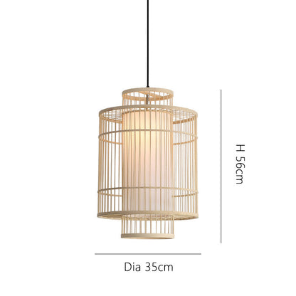 Double Woven Bamboo Chandelier