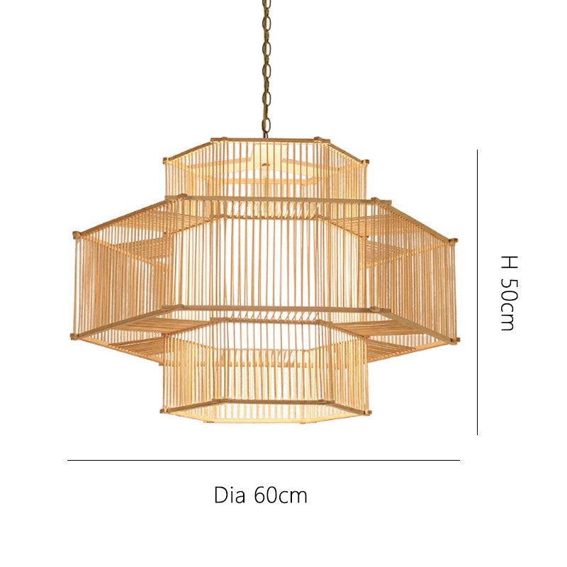 Hexagonal Bamboo Pendant Light