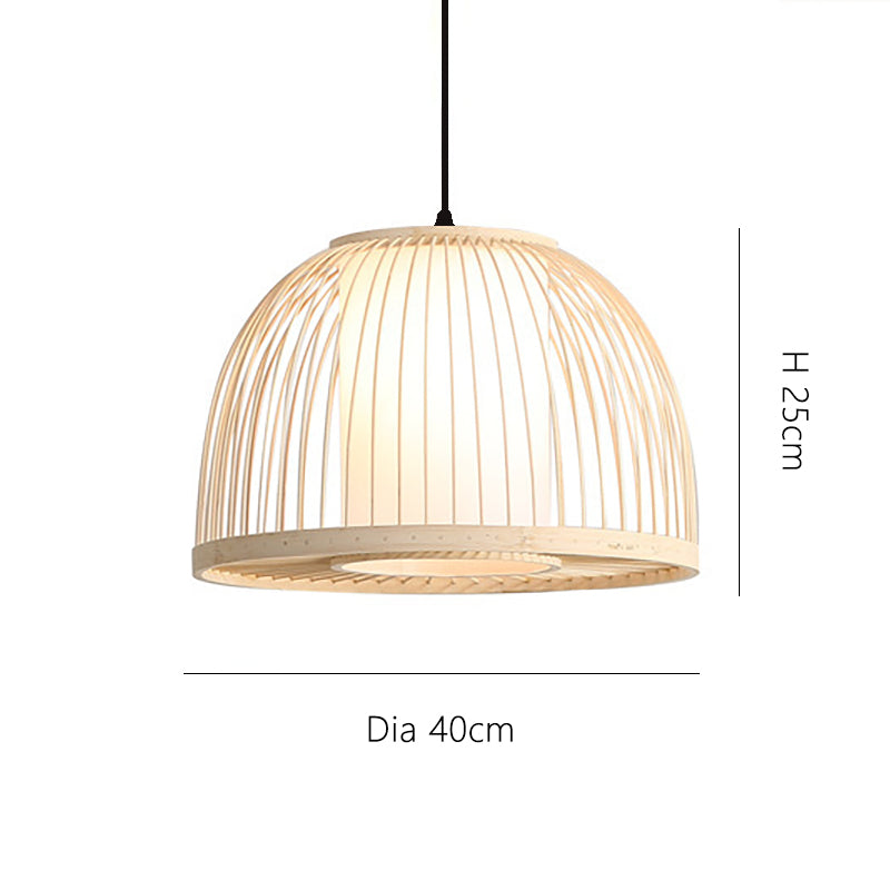 Semicircle Bamboo and Rattan Lamp