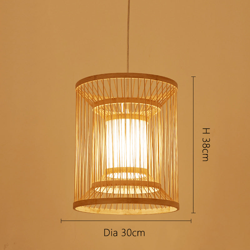 Tube Tubular Bamboo and Rattan Lamp