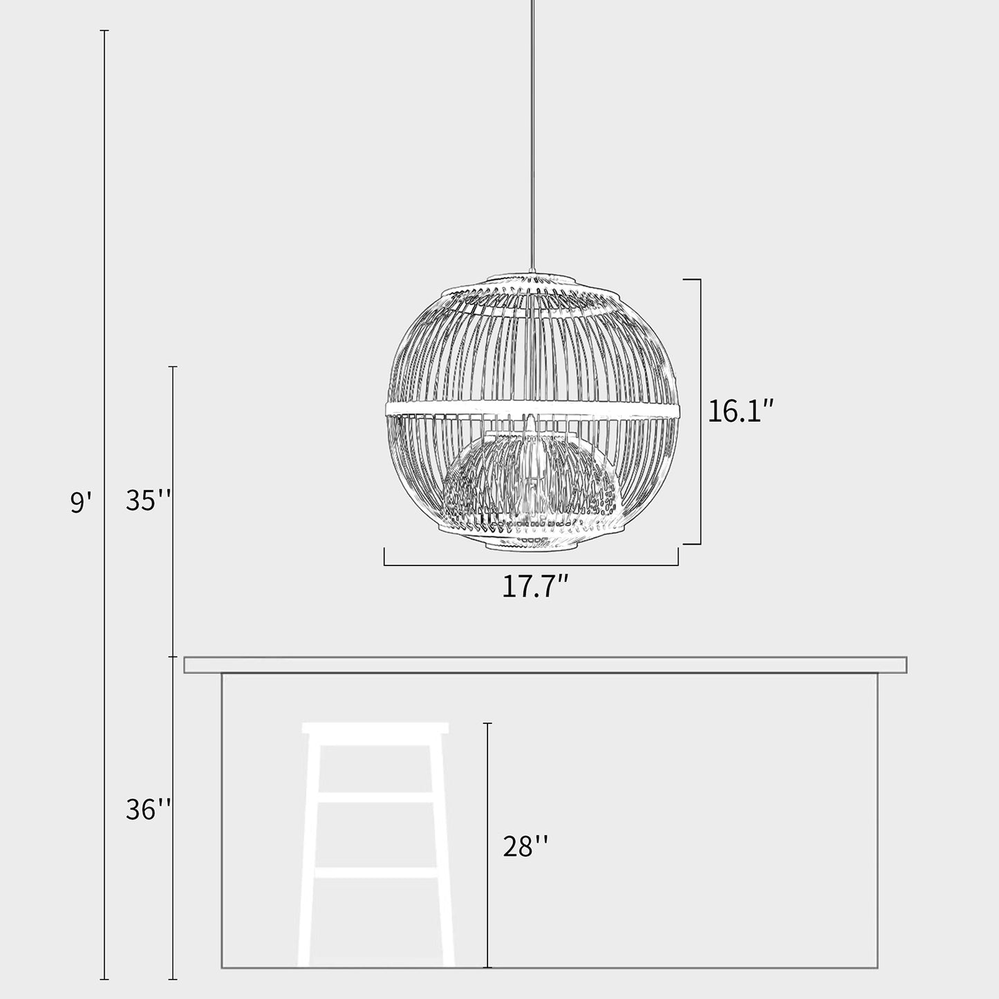 Bamboo Ball Chandelier