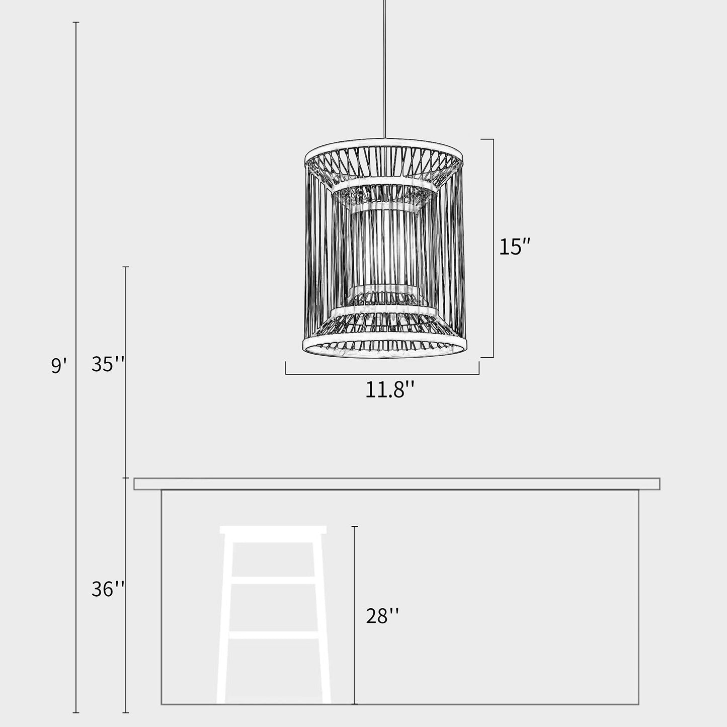 Bamboo Straight Layer Chandelier