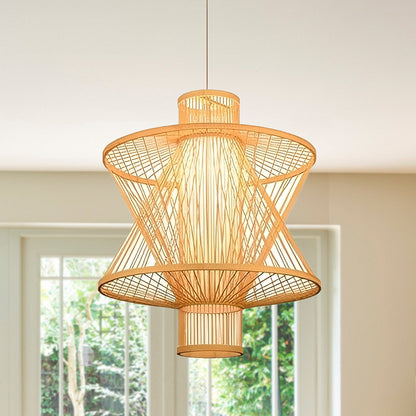 Bamboo Up and Down Trumpet Chandelier