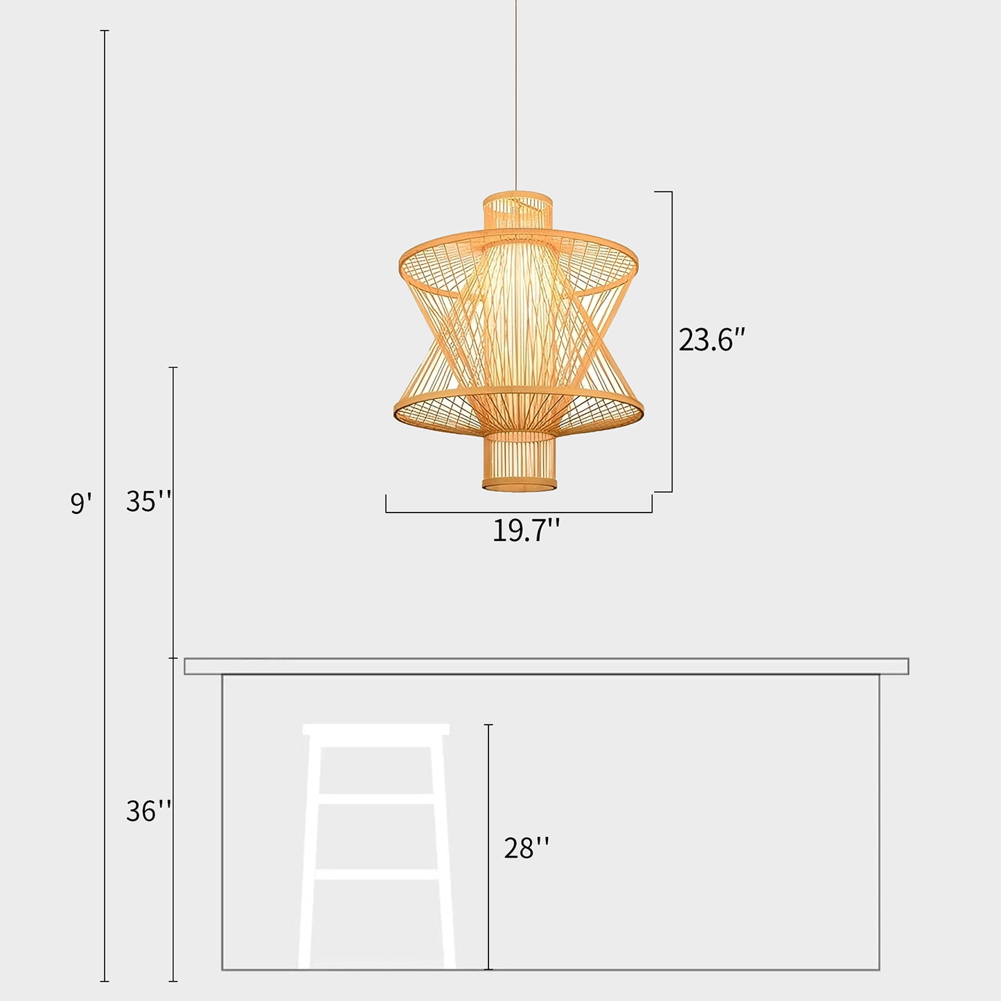 Bamboo Up and Down Trumpet Chandelier