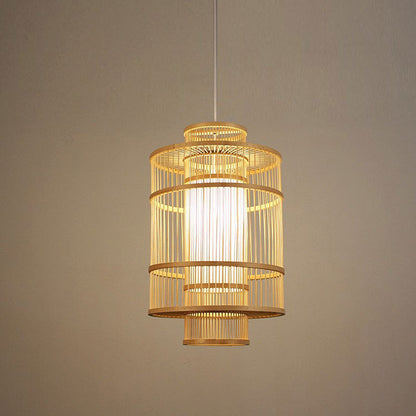 Double Woven Bamboo Chandelier