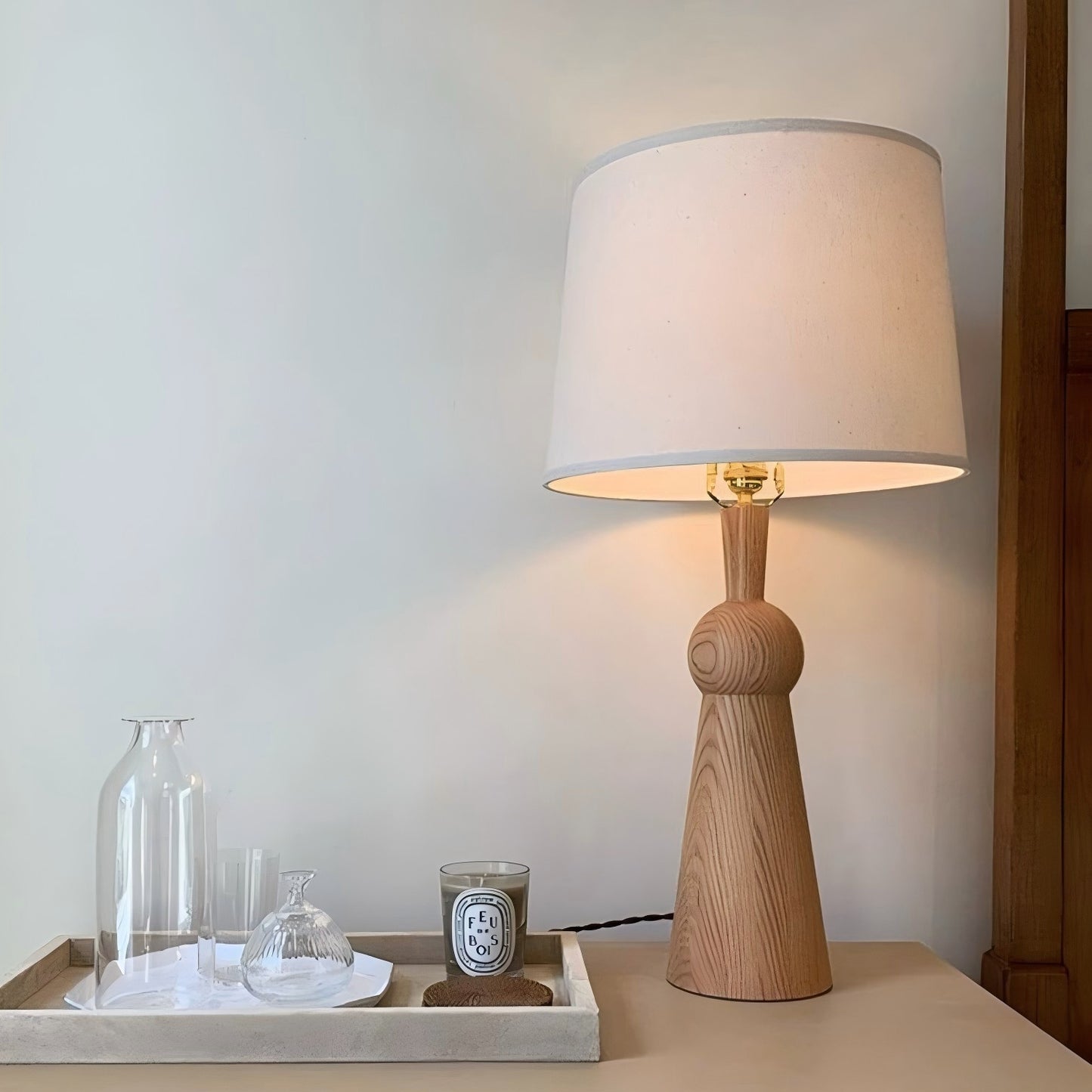 Fabric Wax Wood Table Lamp