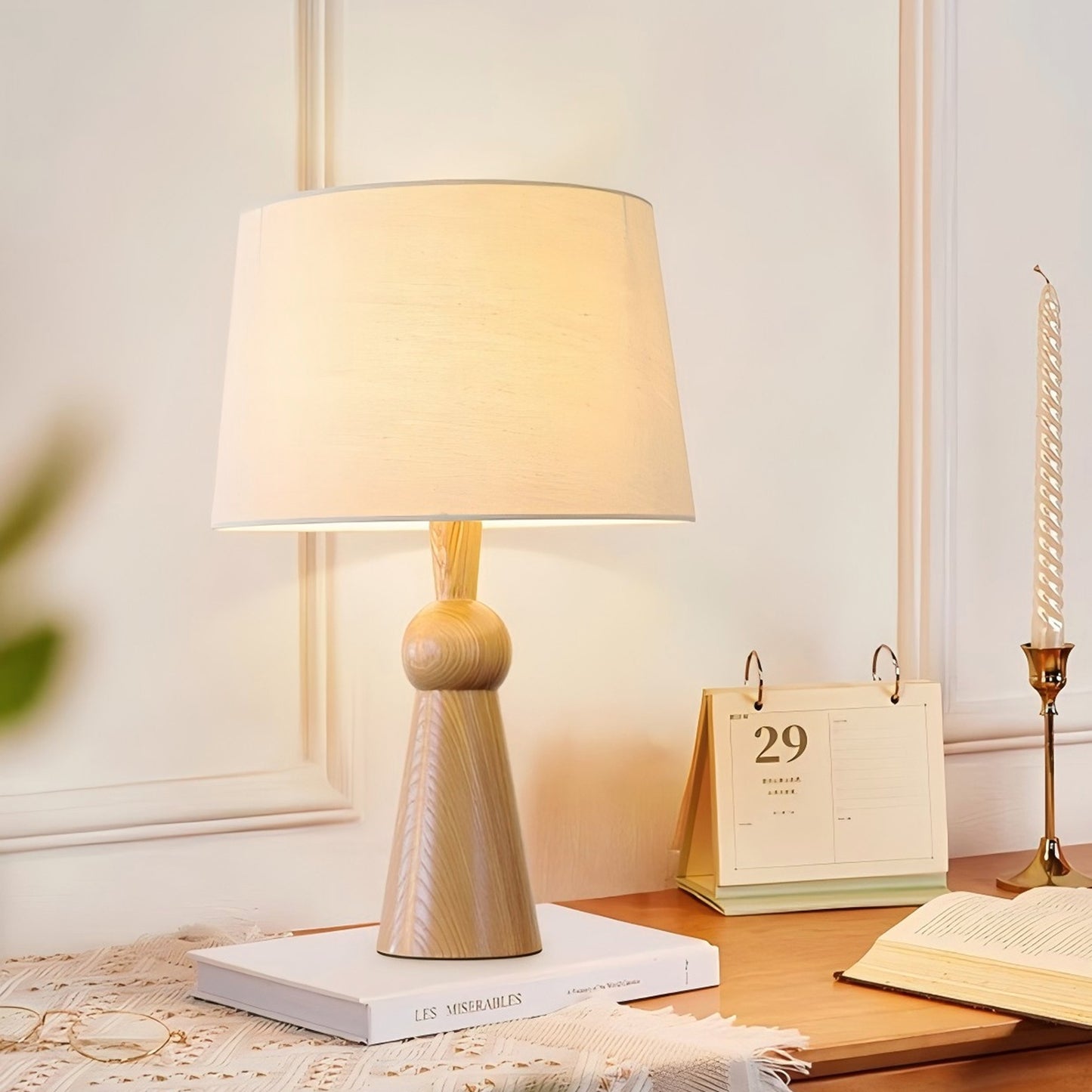 Fabric Wax Wood Table Lamp