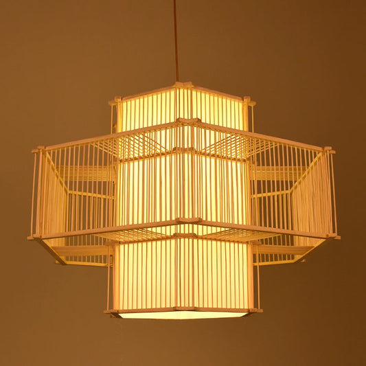 Hexagonal Bamboo Pendant Light