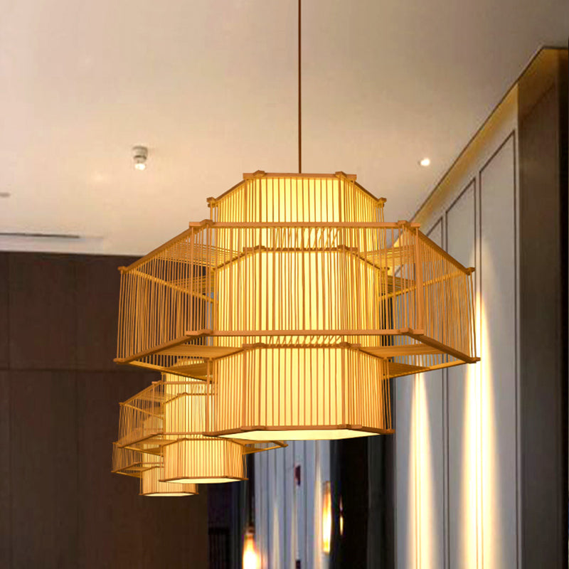 Hexagonal Bamboo Pendant Light