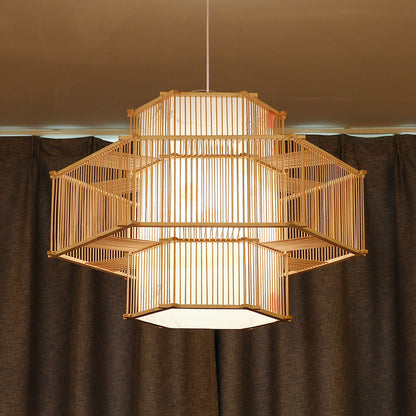 Hexagonal Bamboo Pendant Light