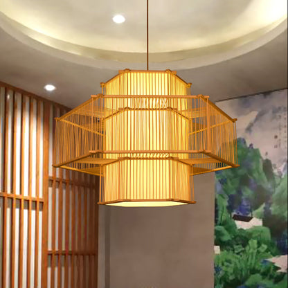 Hexagonal Bamboo Pendant Light