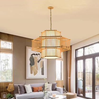 Hexagonal Bamboo Pendant Light