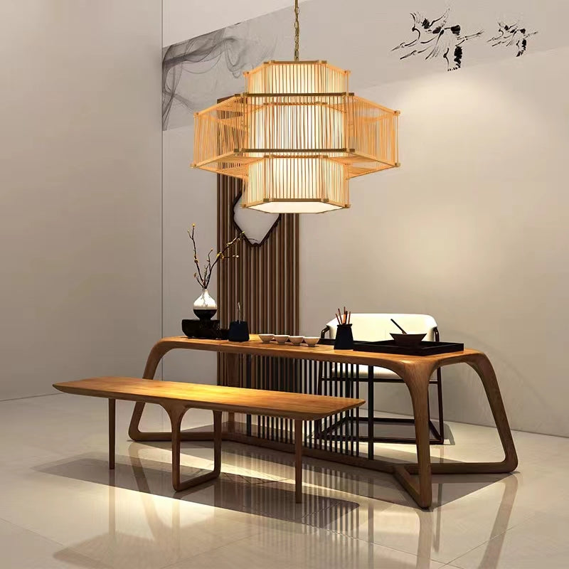 Hexagonal Bamboo Pendant Light