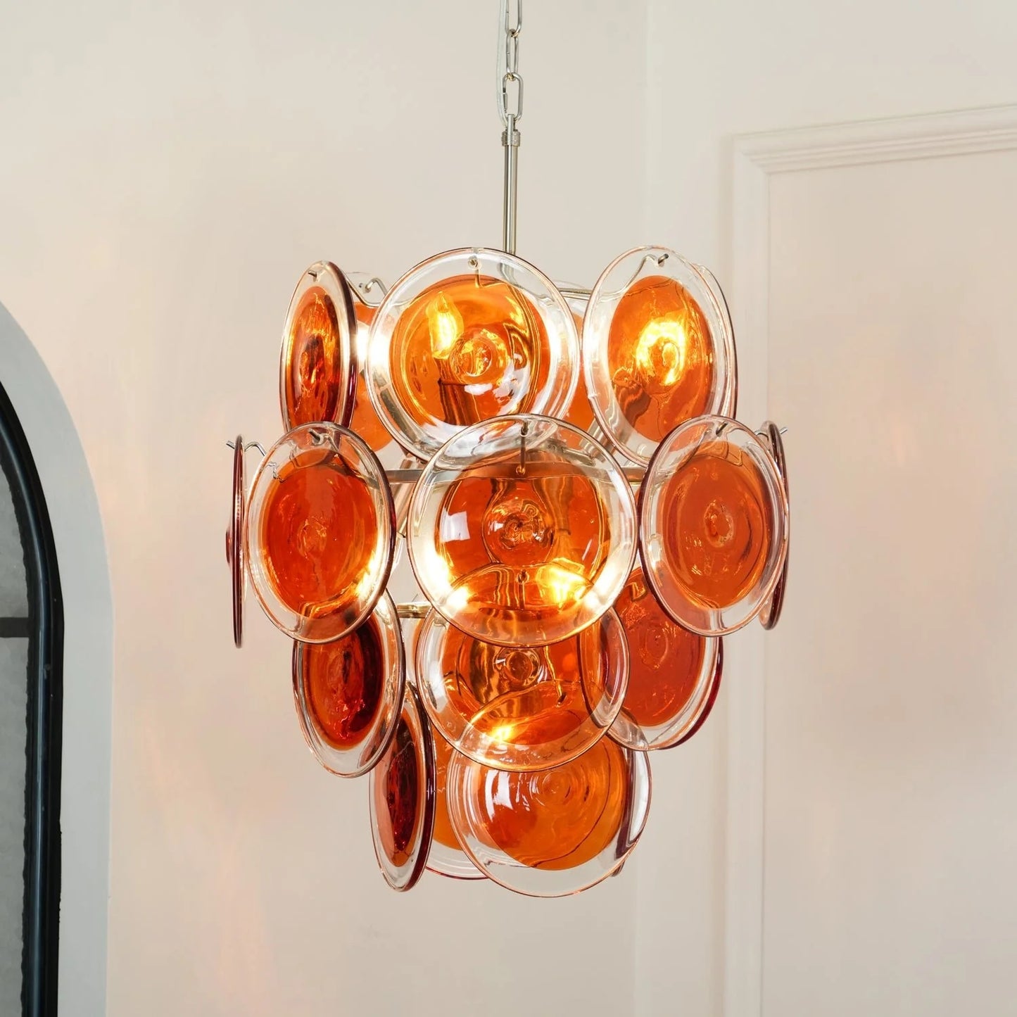 Murano Orange Glass Chandelier