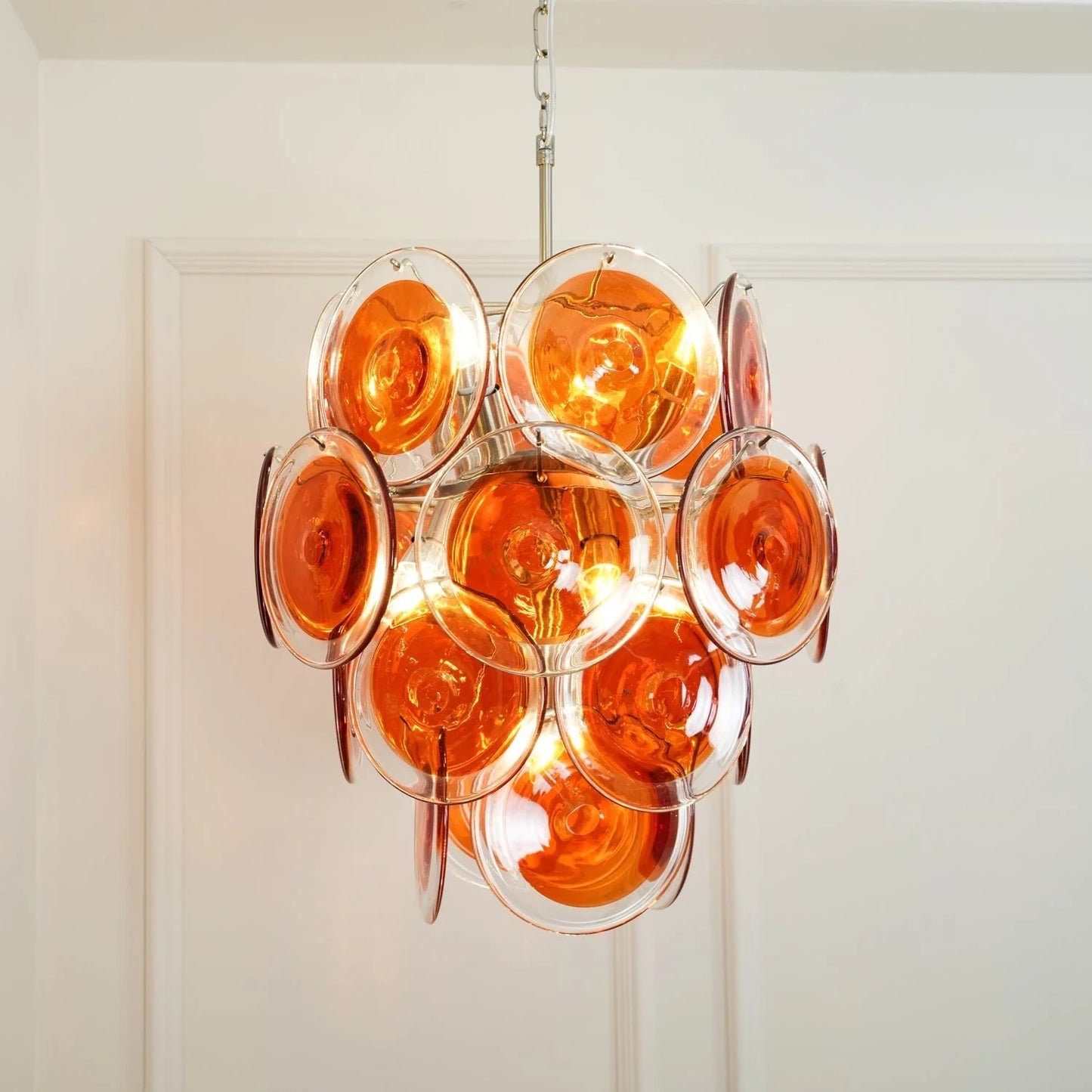 Murano Orange Glass Chandelier