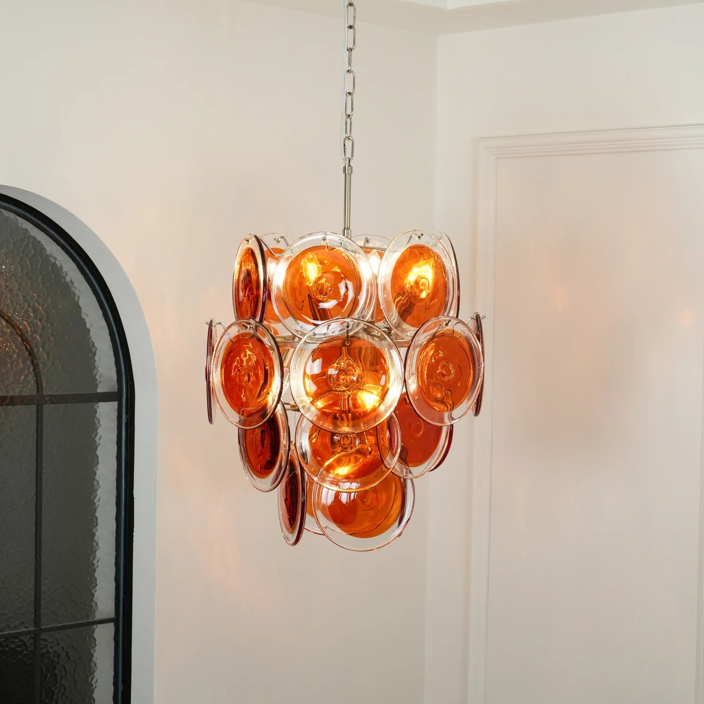 Murano Orange Glass Chandelier