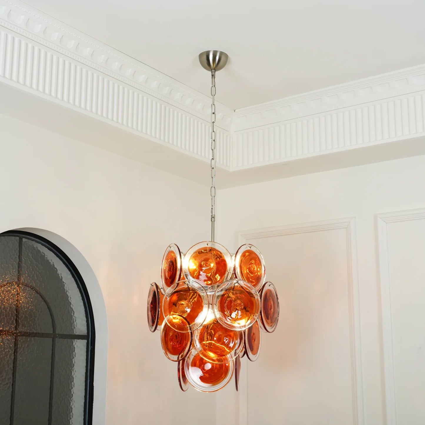 Murano Orange Glass Chandelier