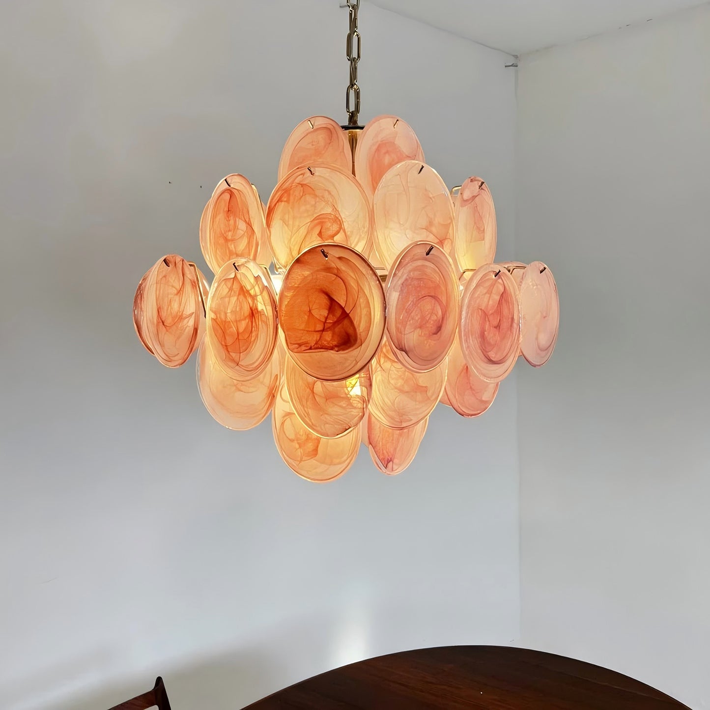 Murano Pink Glass Chandelier