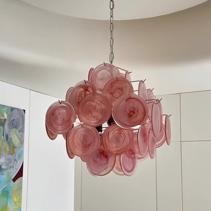 Murano Pink Glass Chandelier