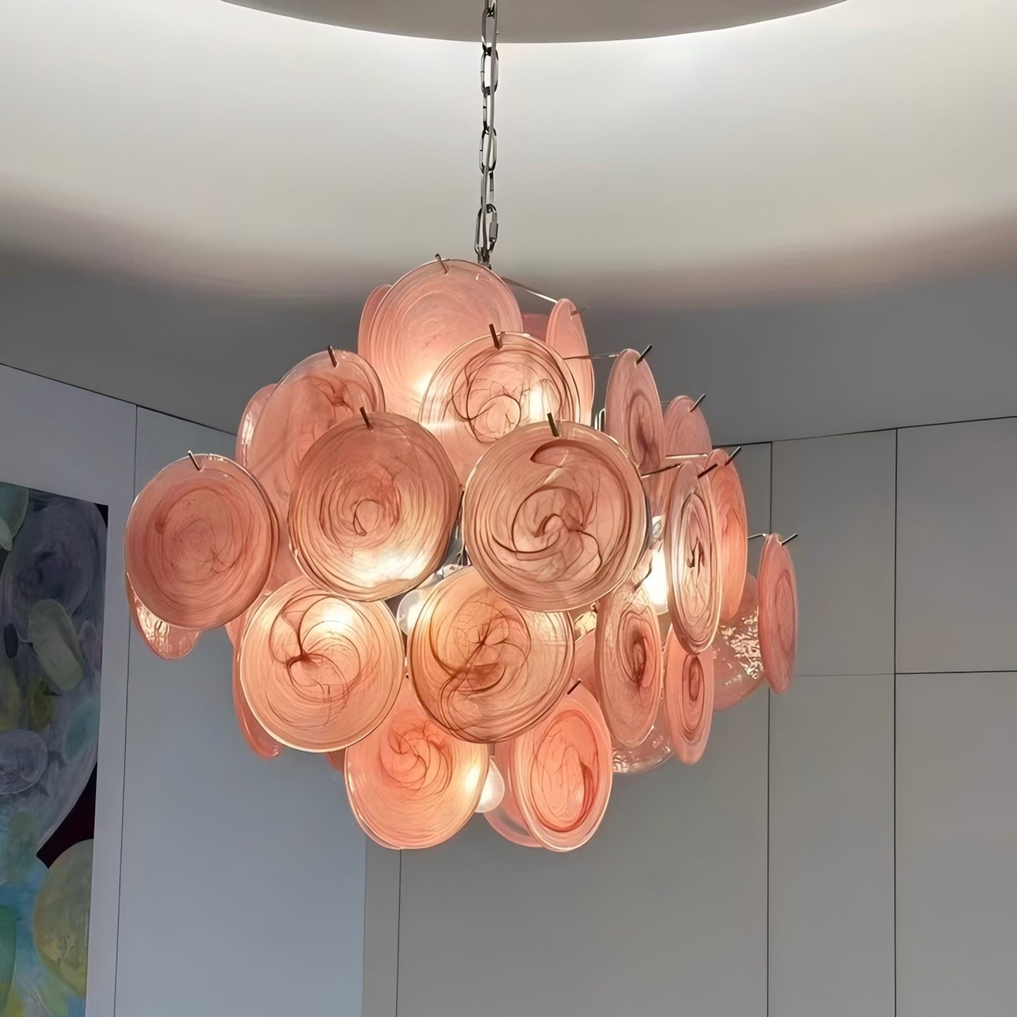 Murano Pink Glass Chandelier