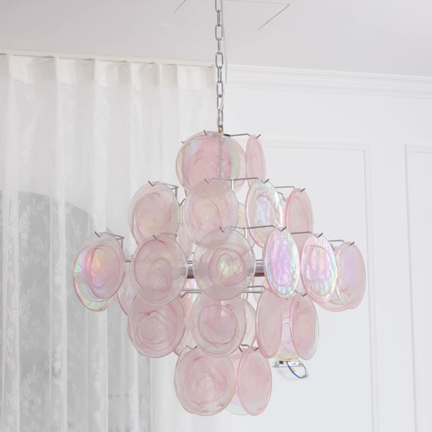 Murano Pink Glass Chandelier