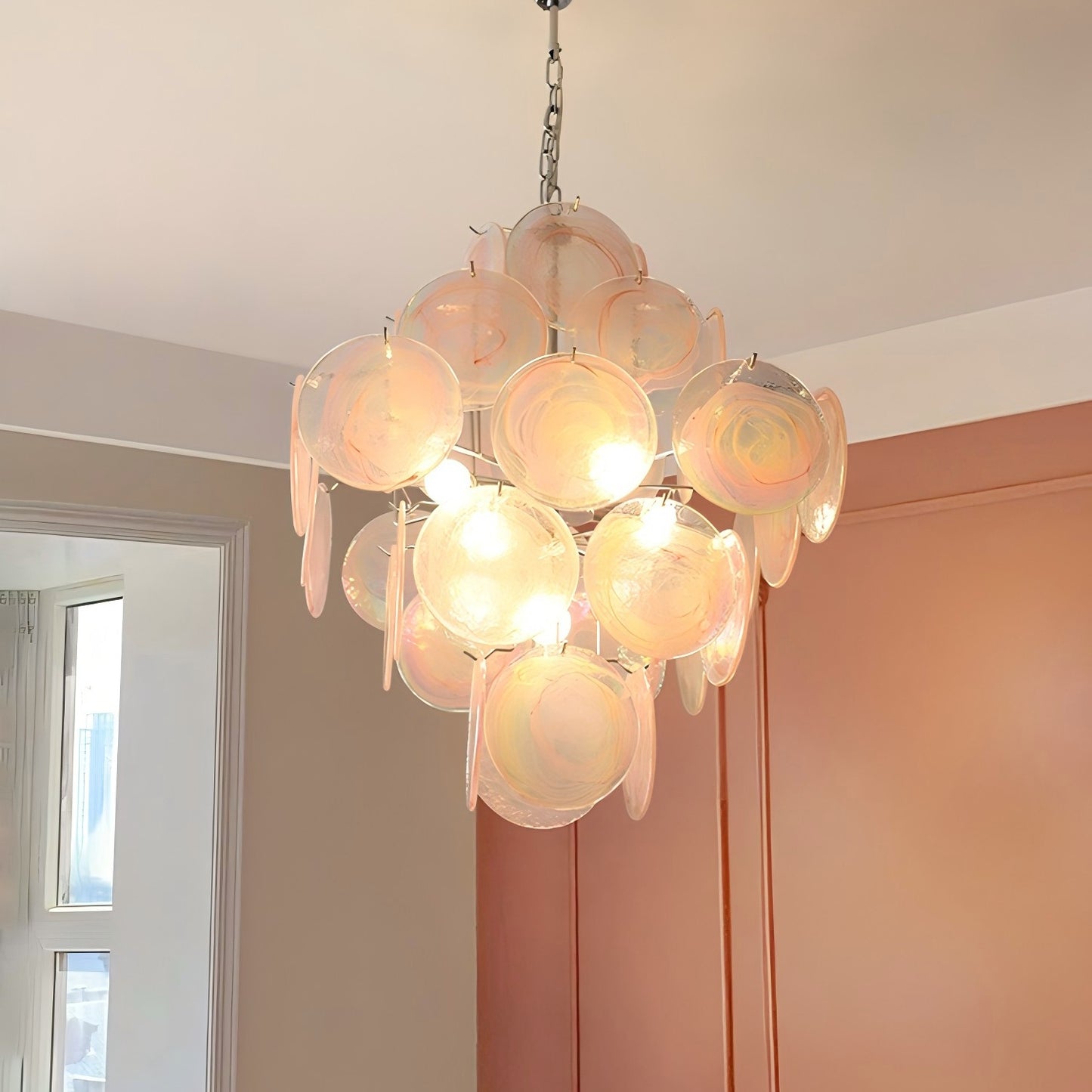 Murano Pink Glass Chandelier