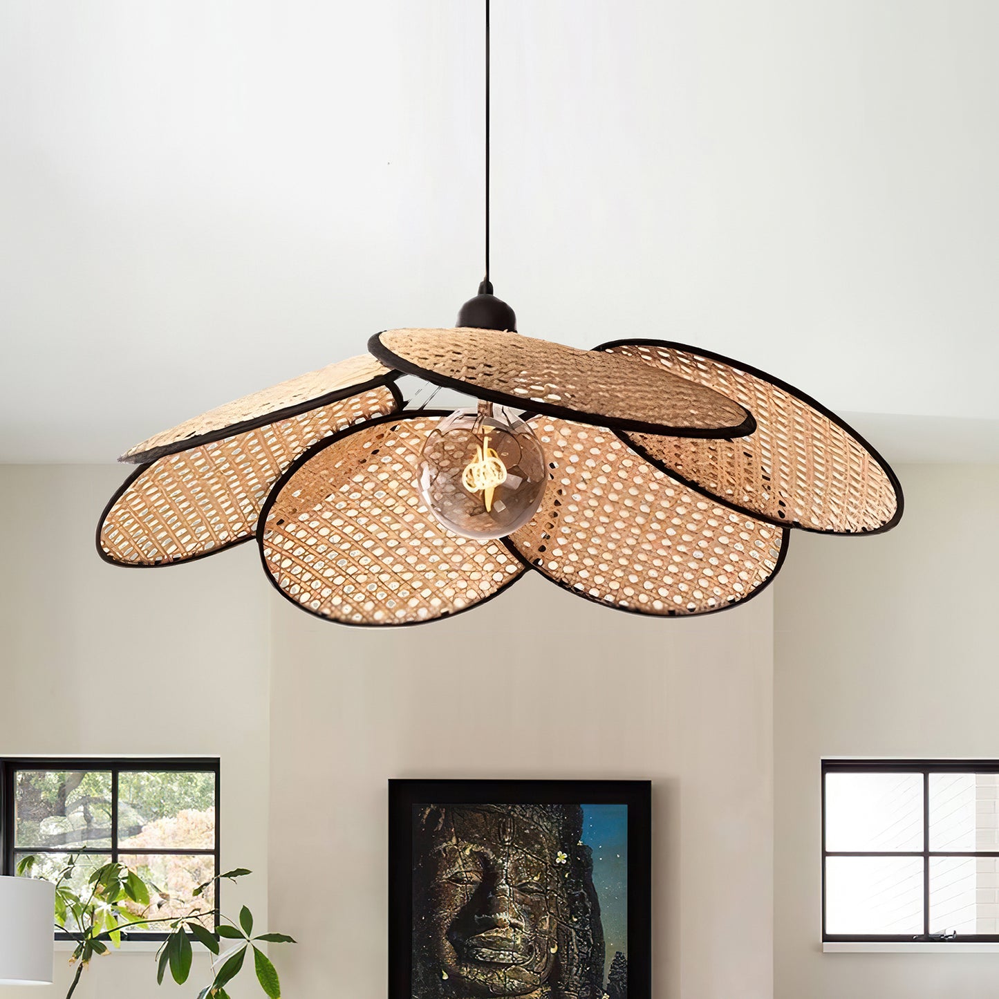 Rattan Screen Chandelier