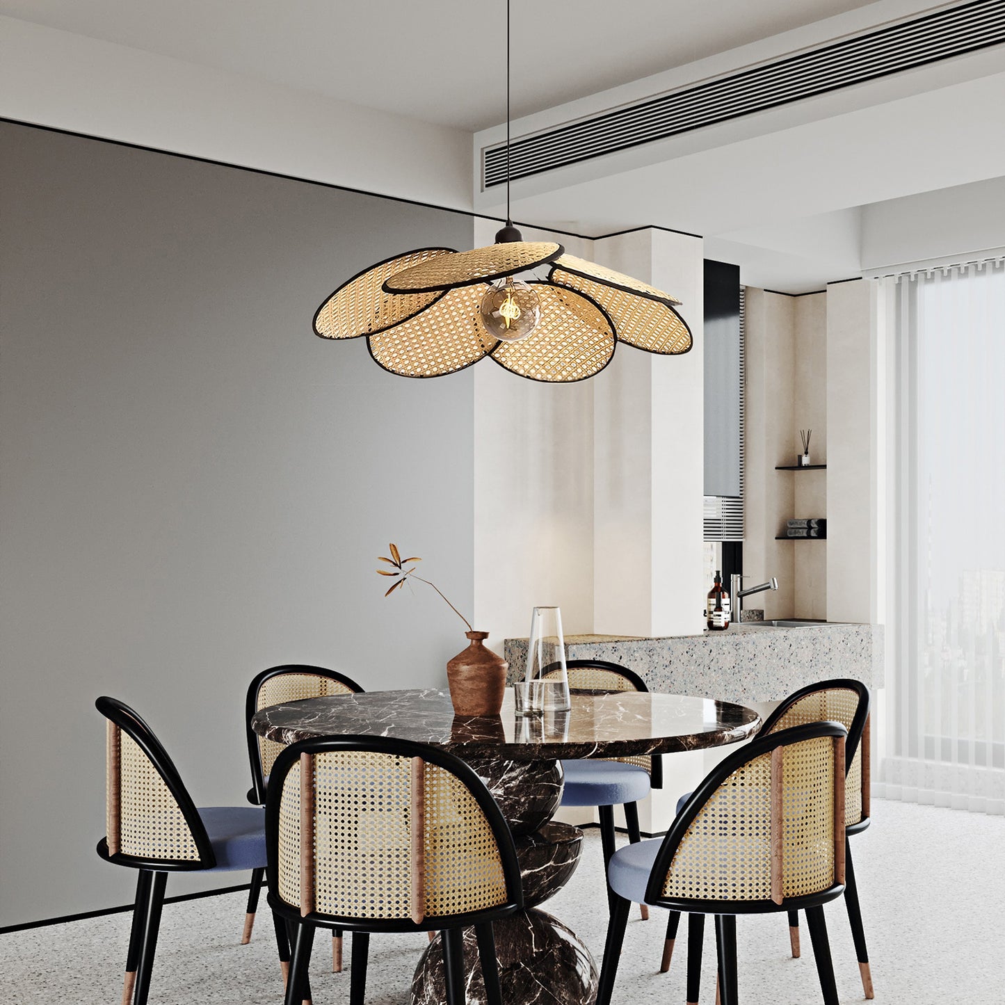 Rattan Screen Chandelier