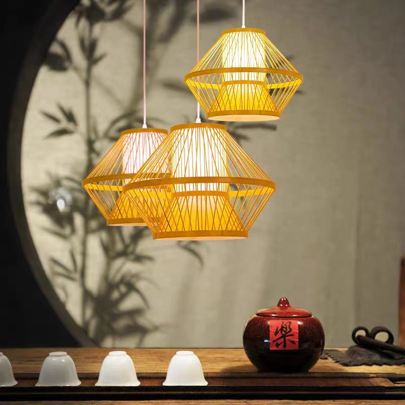 Rhombus Bamboo Pendant Light