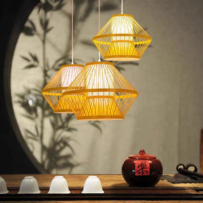 Rhombus Bamboo Pendant Light