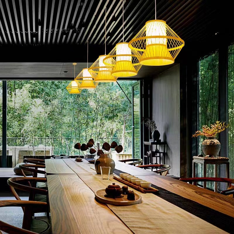 Rhombus Bamboo Pendant Light