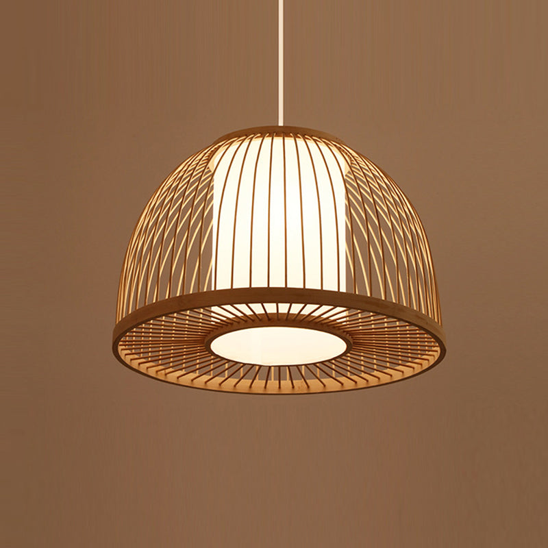 Semicircle Bamboo and Rattan Lamp