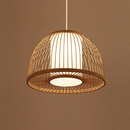 Semicircle Bamboo and Rattan Lamp