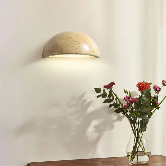 Semicircular Travertine Wall Lamp