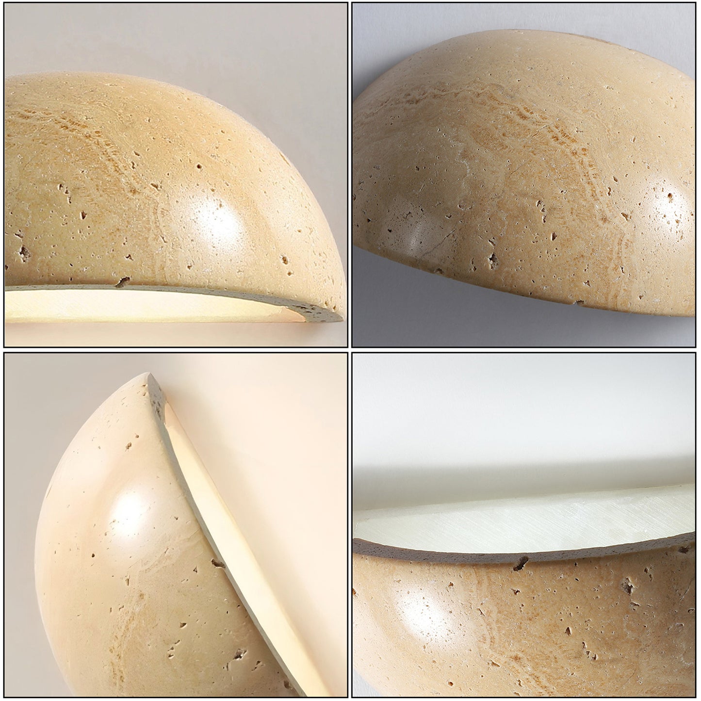 Semicircular Travertine Wall Lamp