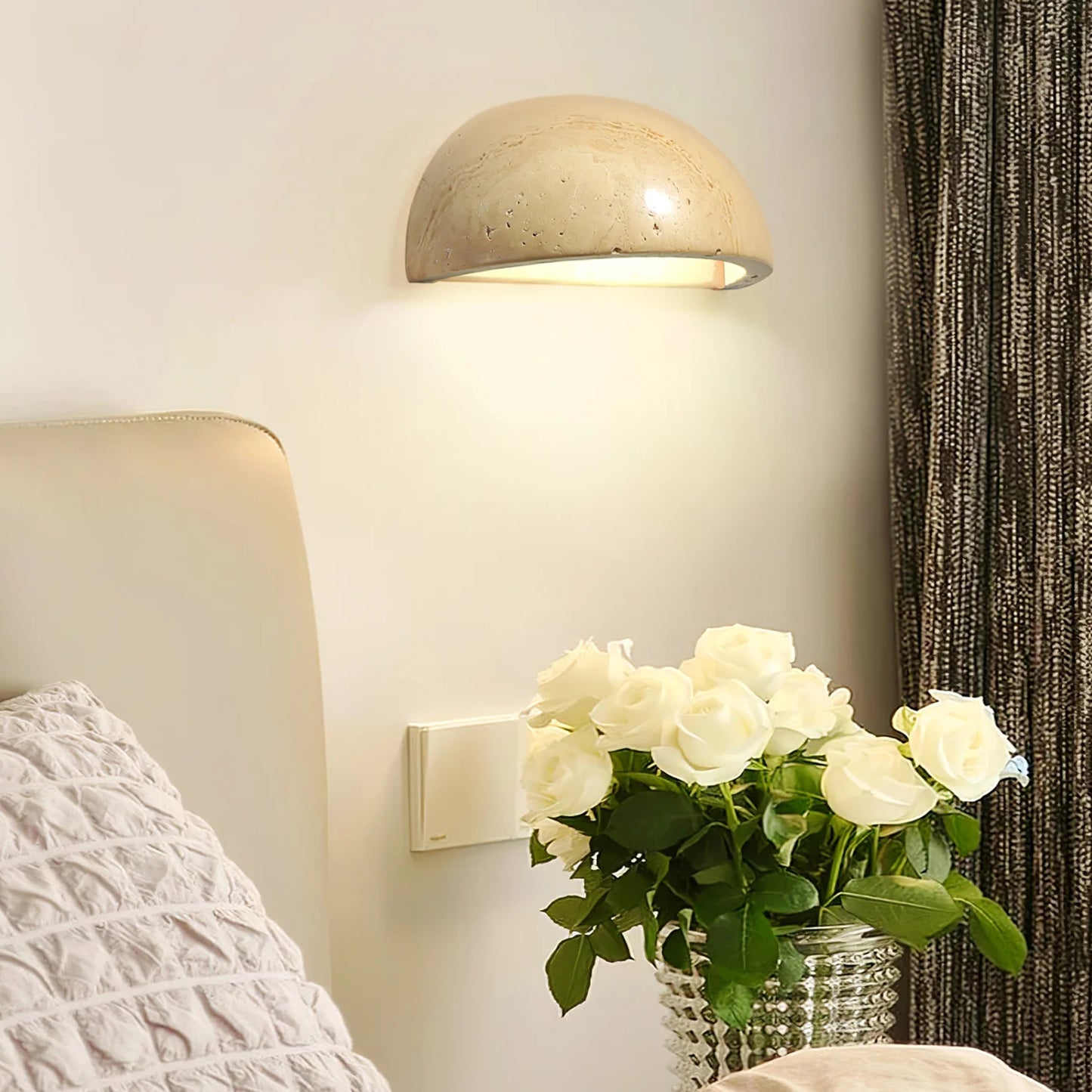 Semicircular Travertine Wall Lamp