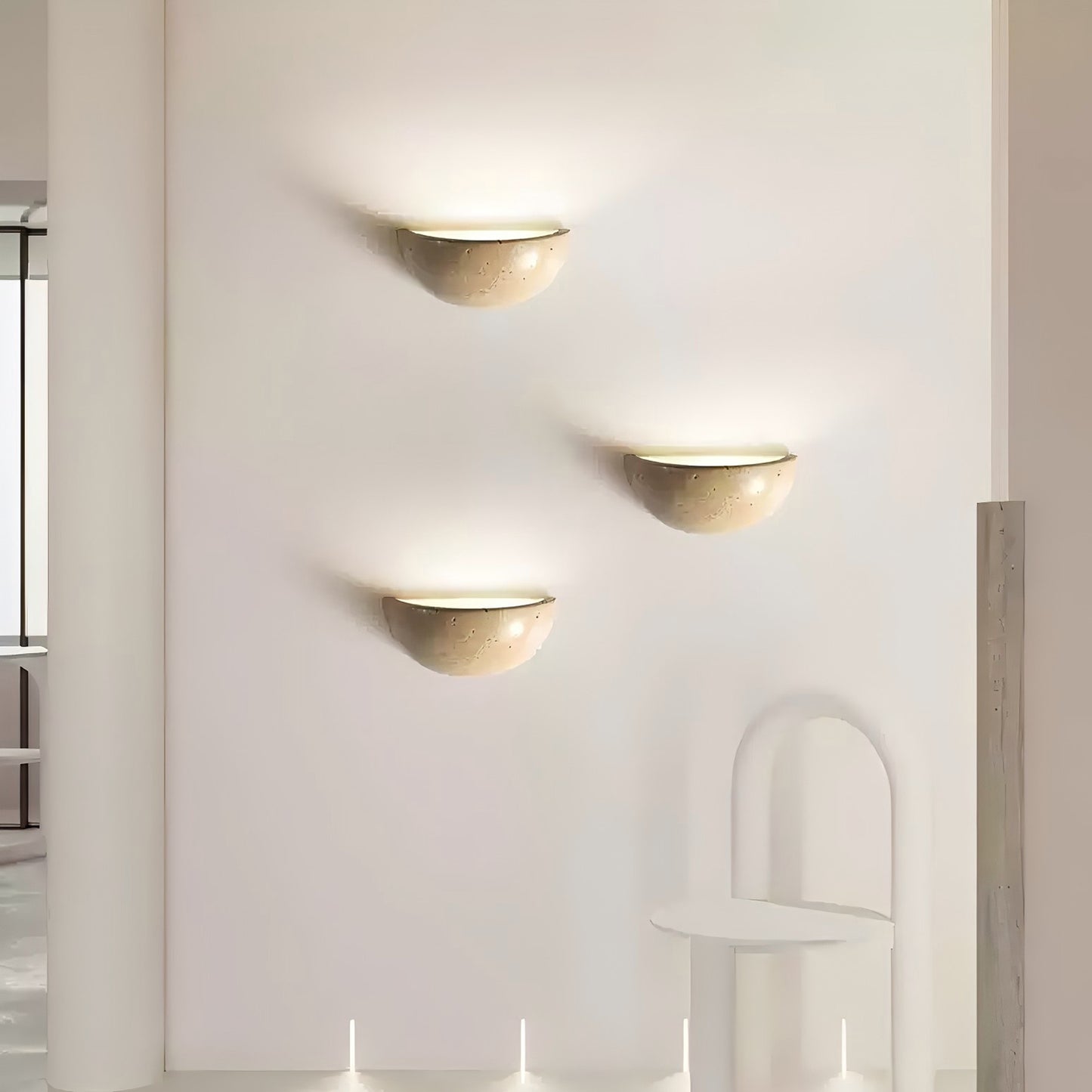 Semicircular Travertine Wall Lamp