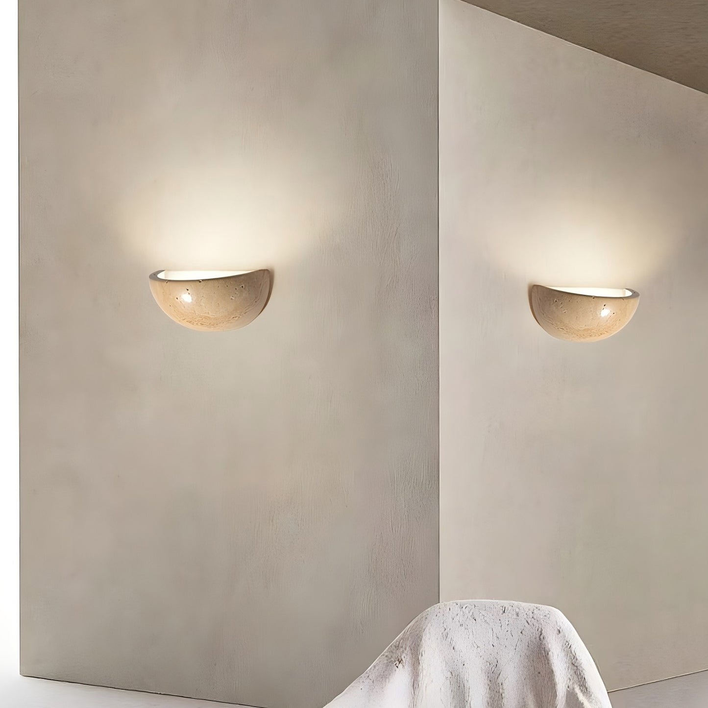 Semicircular Travertine Wall Lamp