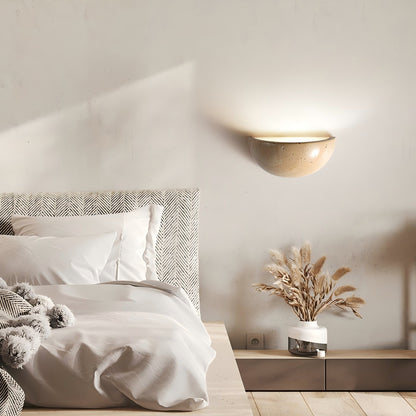 Semicircular Travertine Wall Lamp