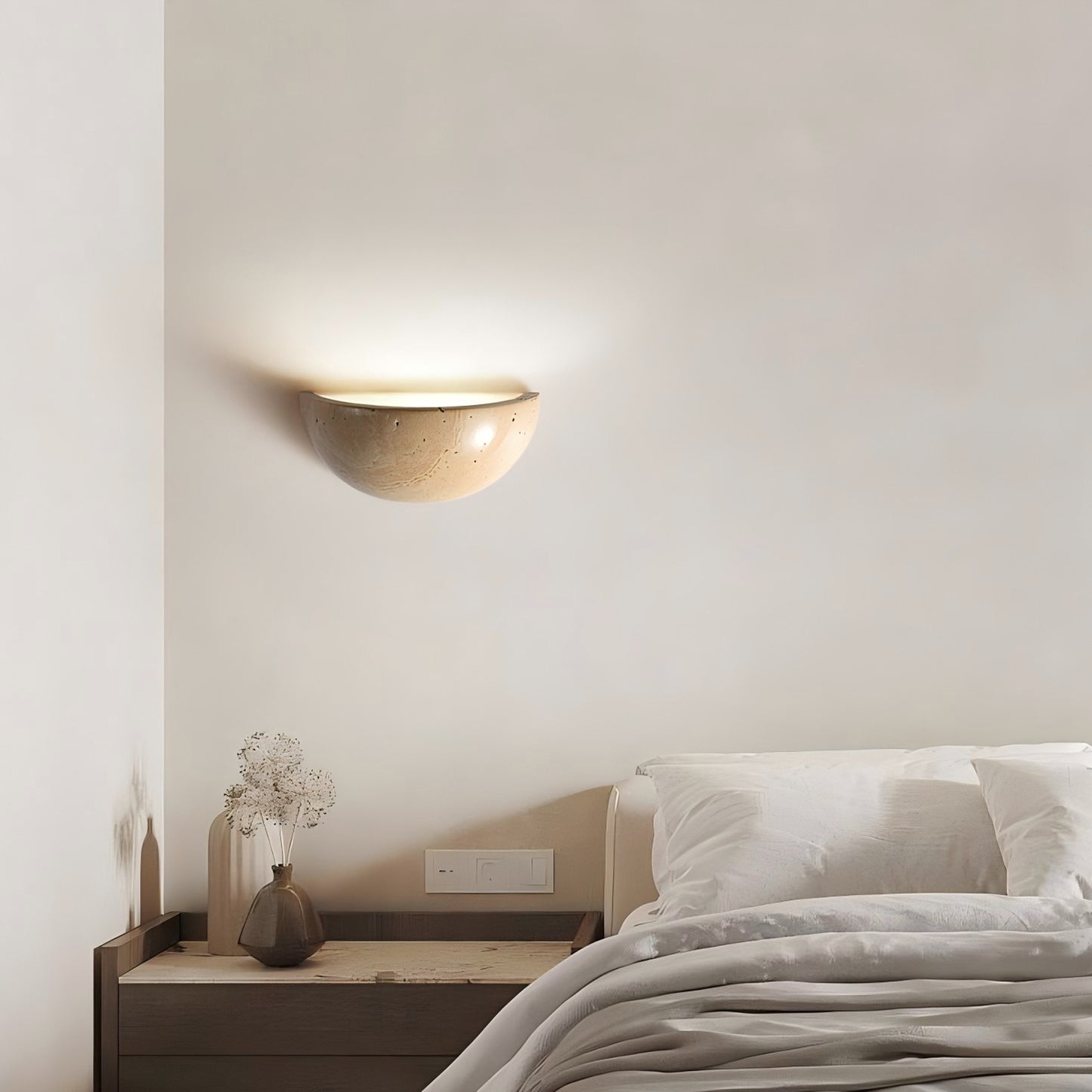 Semicircular Travertine Wall Lamp