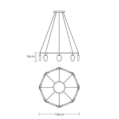 Foliole Single Kronleuchter mit 8 Köpfen