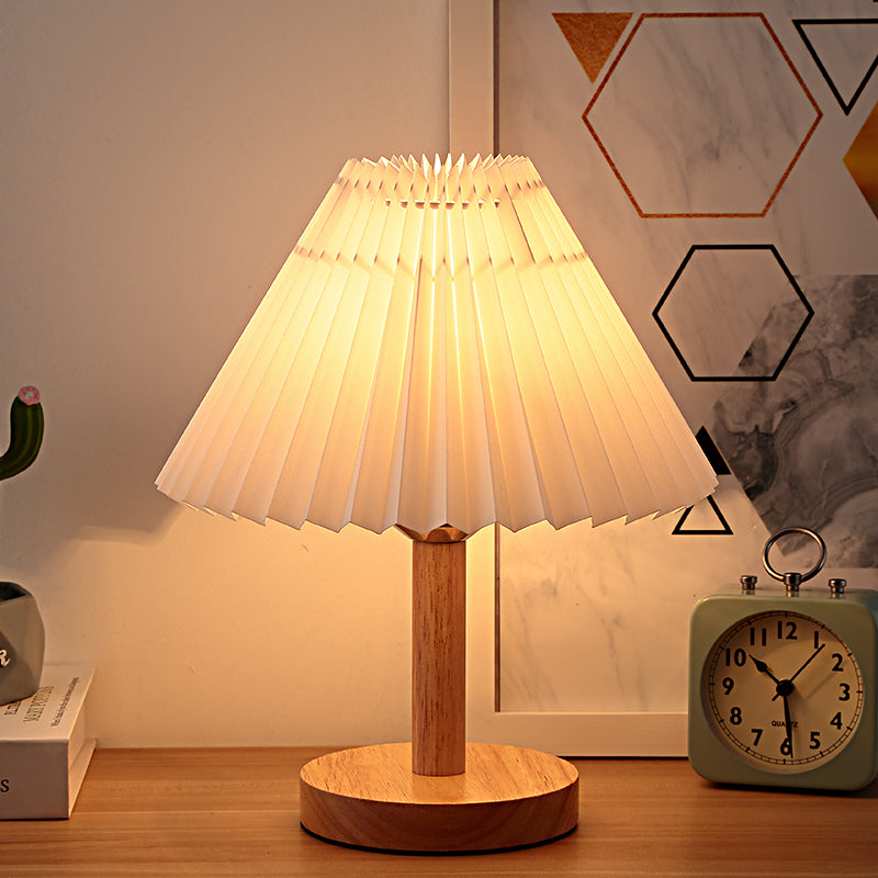 Wooden Pleated Table Lamp