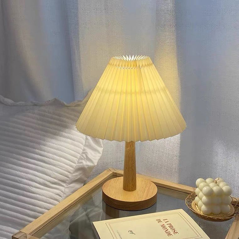 Wooden Pleated Table Lamp